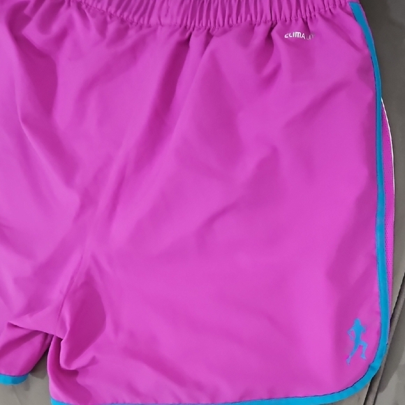 adidas Women's Vibrant Pink and Blue Athletic Shorts - Picture 5 of 5